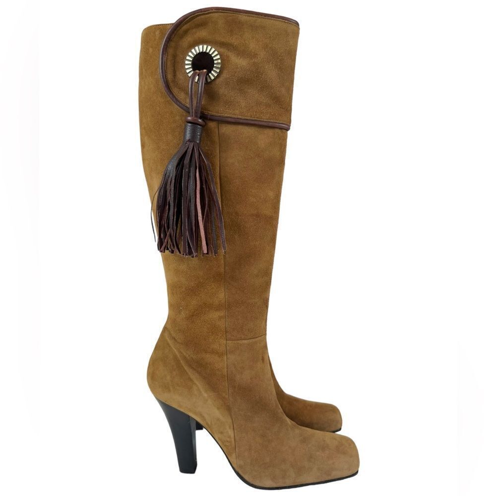 BCBGMaxAzria Suede Tassle Heel Boots